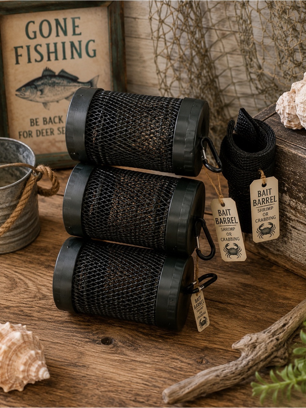 Shrimp or crabbing bait barrels-lots of 4-all new with tags